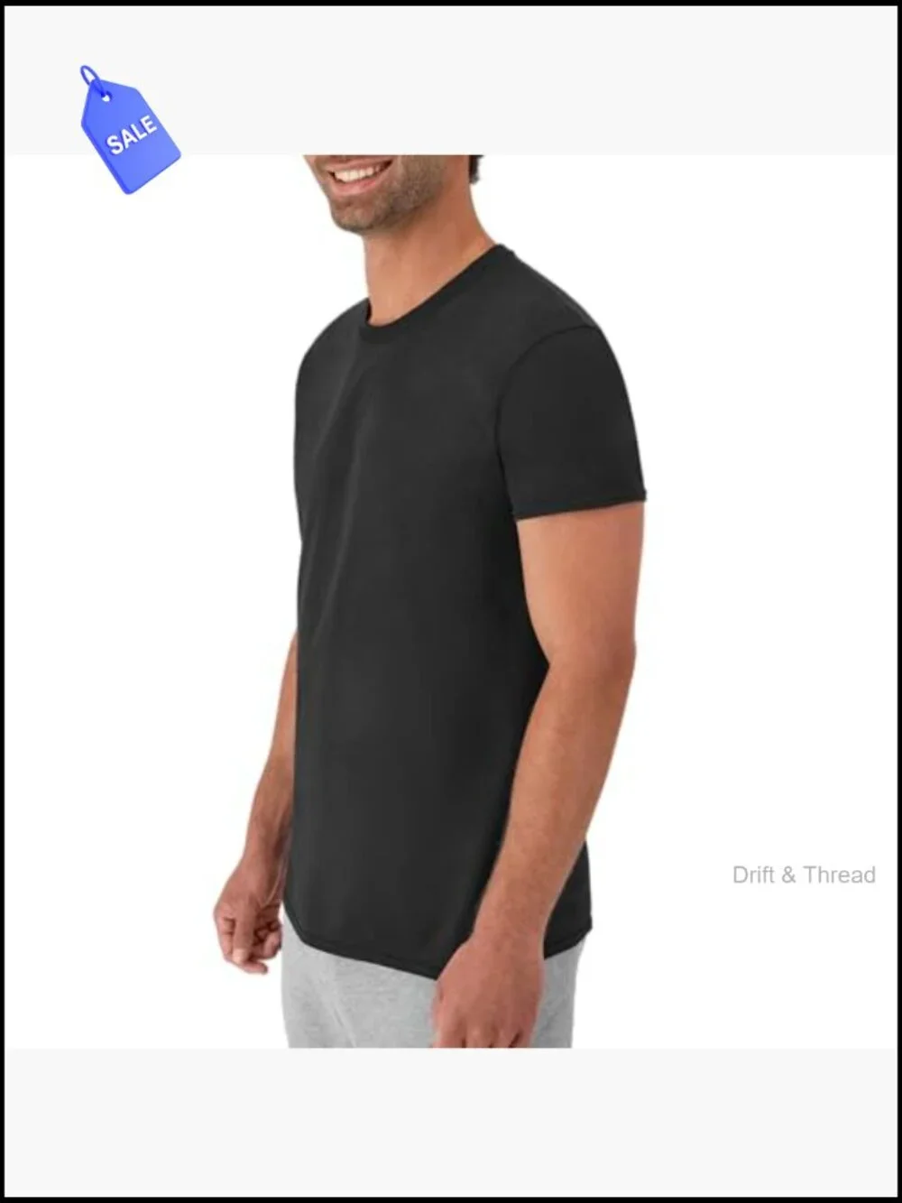 Men's Cotton Undershirts 6-Pack, Crew Neck, Moisture Wicking, Stays Tucked